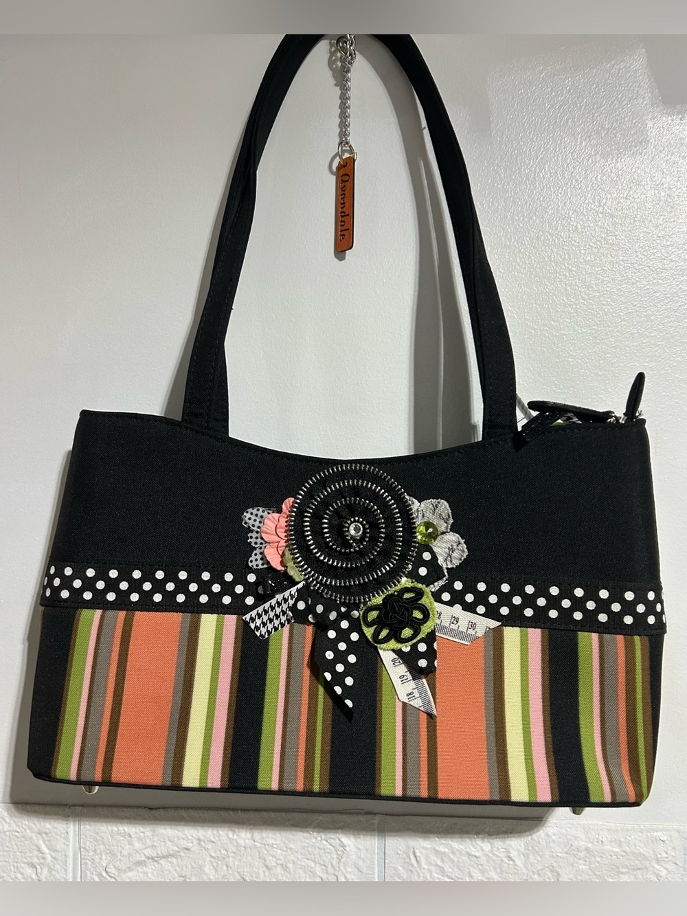 Avondale Designs Embellished Striped Shoulder Bag-NWOT